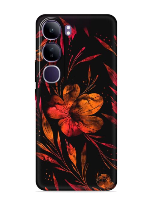 Red Flower Painting Embossed Soft Silicone Case for Vivo Y300 (5G)