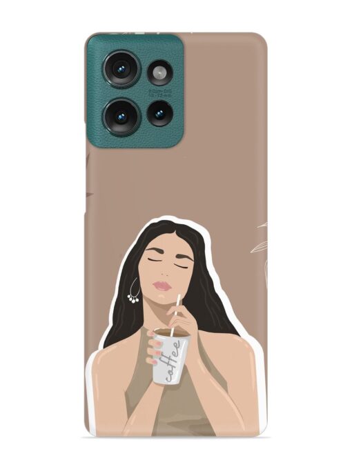 Girl With Coffee Snap Case for Motorola Moto Edge 50 (5G)