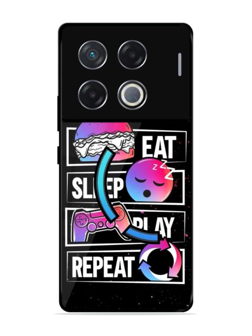 Eat Sleep Play Repeat Glossy Metal Phone Cover for Infinix Gt 20 Pro (5G)