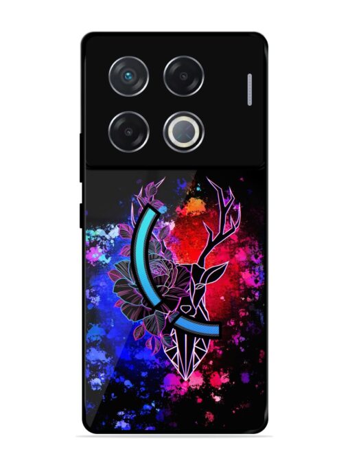 Floral Deer Art Glossy Metal Phone Cover for Infinix Gt 20 Pro (5G)