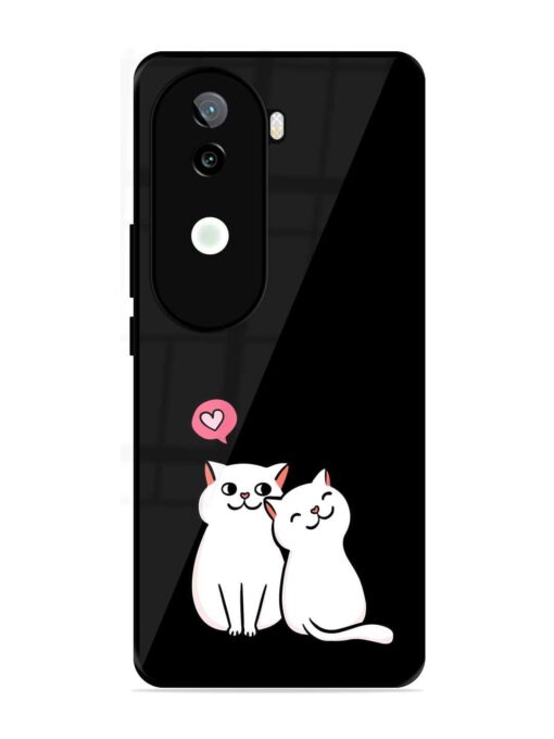 Cat Love Glossy Metal Phone Cover for Iqoo Z9S (5G) Zapvi