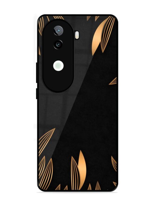 Golden Leaf Pattern Glossy Metal Phone Cover for Iqoo Z9S (5G)