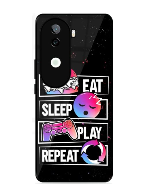 Eat Sleep Play Repeat Glossy Metal Phone Cover for Iqoo Z9S (5G)