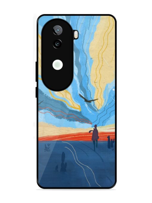 Minimal Abstract Landscape Glossy Metal Phone Cover for Iqoo Z9S (5G)