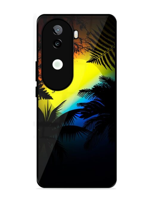 Colorful Sunset With Palm Trees Glossy Metal Phone Cover for Iqoo Z9S (5G)