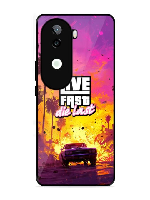 Live Fast Glossy Metal Phone Cover for Iqoo Z9S (5G)