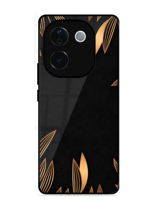 Golden Leaf Pattern Glossy Metal Phone Cover for Iqoo Z9S Pro (5G)