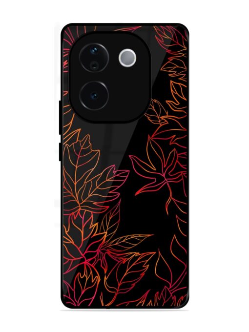 Red Floral Pattern Glossy Metal Phone Cover for Iqoo Z9S Pro (5G)