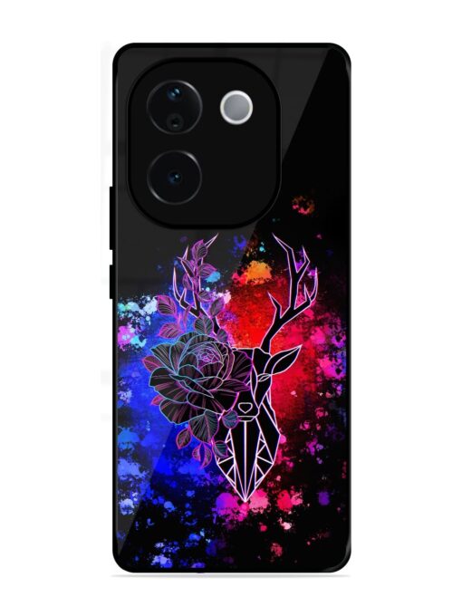 Floral Deer Art Glossy Metal Phone Cover for Iqoo Z9S Pro (5G)