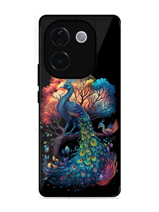 Peacock Tree Art Glossy Metal Phone Cover for Iqoo Z9S Pro (5G)