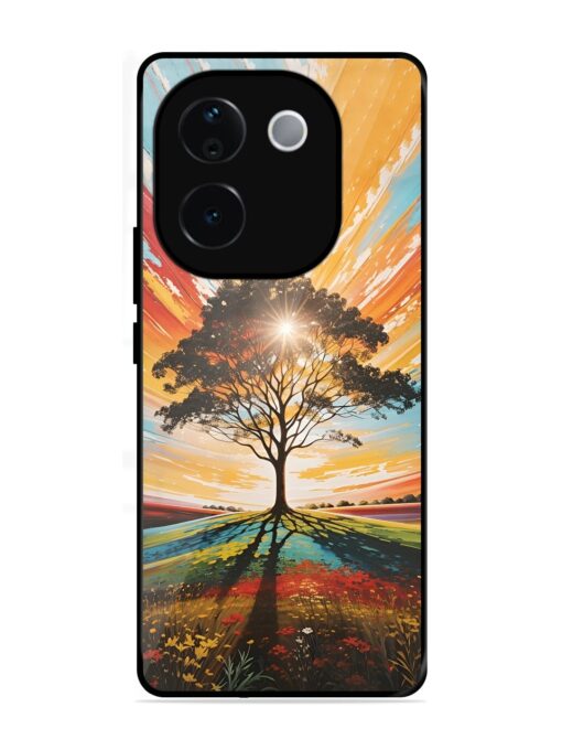 Abstract Tree Colorful Art Glossy Metal Phone Cover for Iqoo Z9S Pro (5G) Zapvi