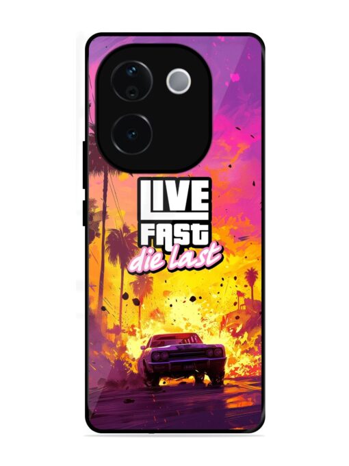 Live Fast Glossy Metal Phone Cover for Iqoo Z9S Pro (5G)