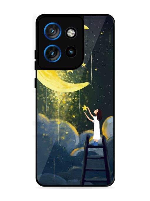 Moonlight Healing Night Illustration Glossy Metal TPU Phone Cover for Motorola Moto Edge 50 Neo (5G)