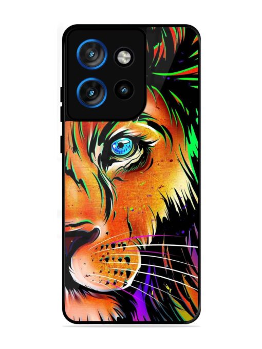 Colorful Lion Design Glossy Metal TPU Phone Cover for Motorola Moto Edge 50 Neo (5G)