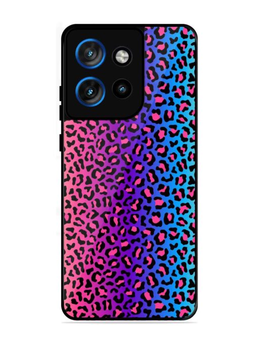 Colorful Leopard Seamless Glossy Metal Phone Cover for Motorola Moto Edge 50 Neo (5G)