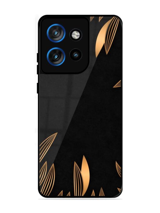 Golden Leaf Pattern Glossy Metal Phone Cover for Motorola Moto Edge 50 Neo (5G)