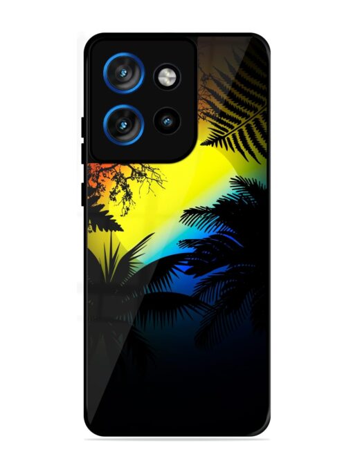 Colorful Sunset With Palm Trees Glossy Metal Phone Cover for Motorola Moto Edge 50 Neo (5G)