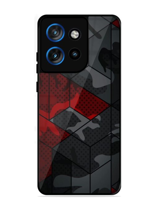 Red And Grey Pattern Glossy Metal Phone Cover for Motorola Moto Edge 50 Neo (5G)