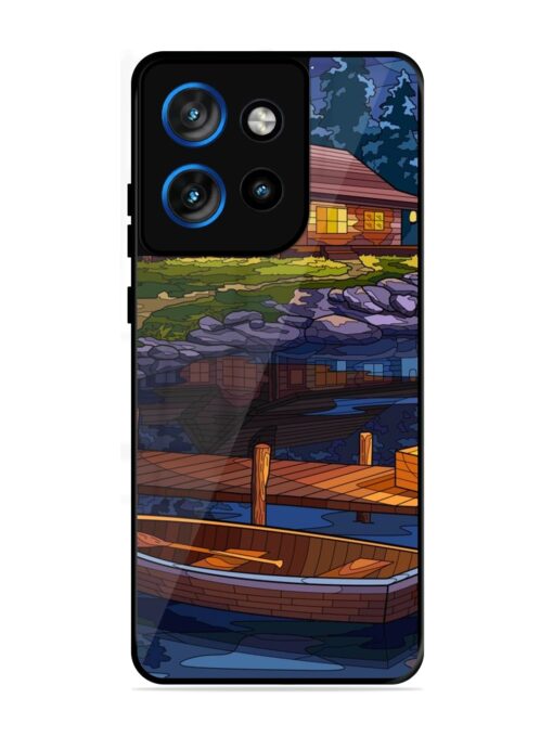 Village Night Scene Glossy Metal Phone Cover for Motorola Moto Edge 50 Neo (5G)