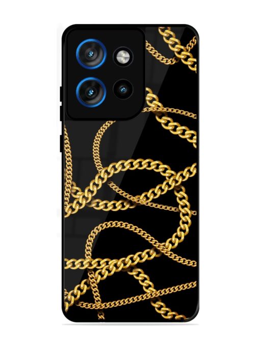 Decorative Golde Chain Glossy Metal Phone Cover for Motorola Moto Edge 50 Neo (5G)