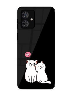 Cat Love Glossy Metal Phone Cover for Motorola Moto G54 (5G)