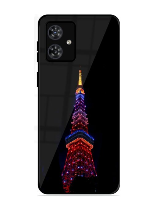 Eiffel Tower Night View Glossy Metal Phone Cover for Motorola Moto G54 (5G)