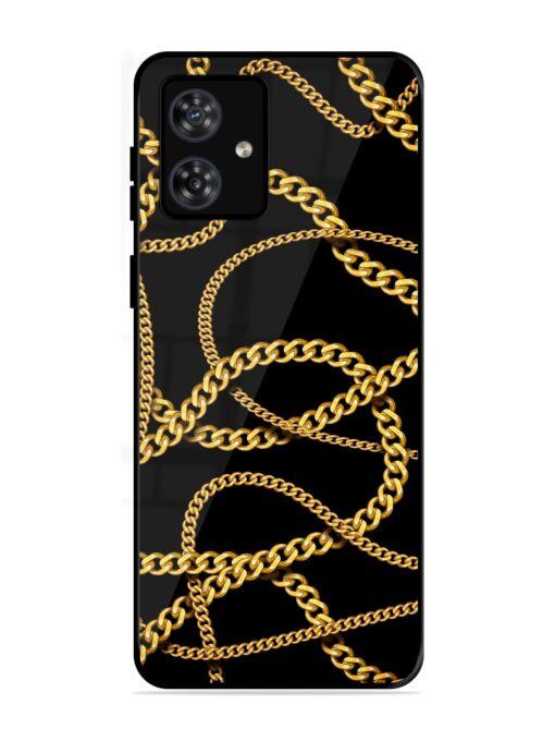 Decorative Golde Chain Glossy Metal Phone Cover for Motorola Moto G54 (5G)