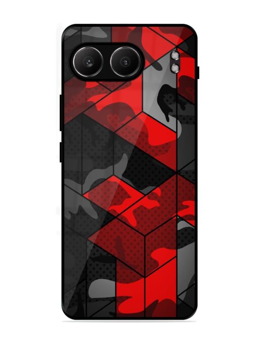 Royal Red Camouflage Pattern Glossy Metal Phone Cover for Oneplus Nord 4 (5G)