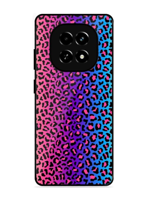 Colorful Leopard Seamless Glossy Metal Phone Cover for Realme C63 (5G)