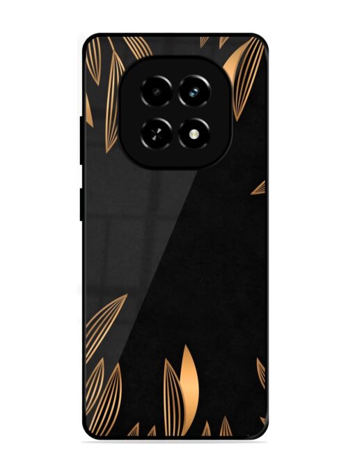 Golden Leaf Pattern Glossy Metal Phone Cover for Realme C63 (5G)