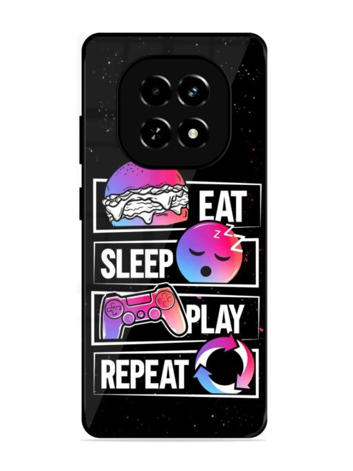 Eat Sleep Play Repeat Glossy Metal Phone Cover for Realme C63 (5G)