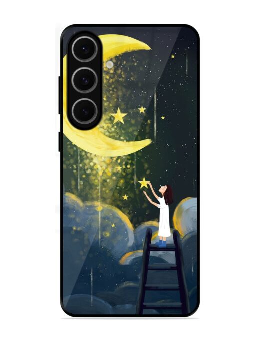 Moonlight Healing Night Illustration Glossy Metal TPU Phone Cover for Samsung Galaxy S24 Fe (5G)