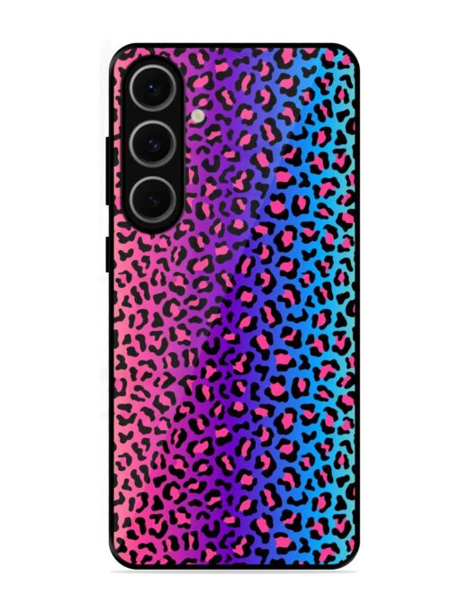 Colorful Leopard Seamless Glossy Metal Phone Cover for Samsung Galaxy S24 Fe (5G)