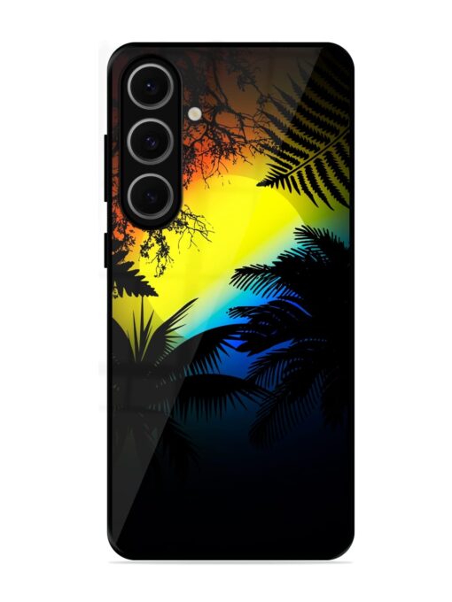 Colorful Sunset With Palm Trees Glossy Metal Phone Cover for Samsung Galaxy S24 Fe (5G)