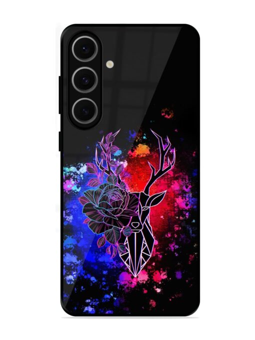 Floral Deer Art Glossy Metal Phone Cover for Samsung Galaxy S24 Fe (5G)