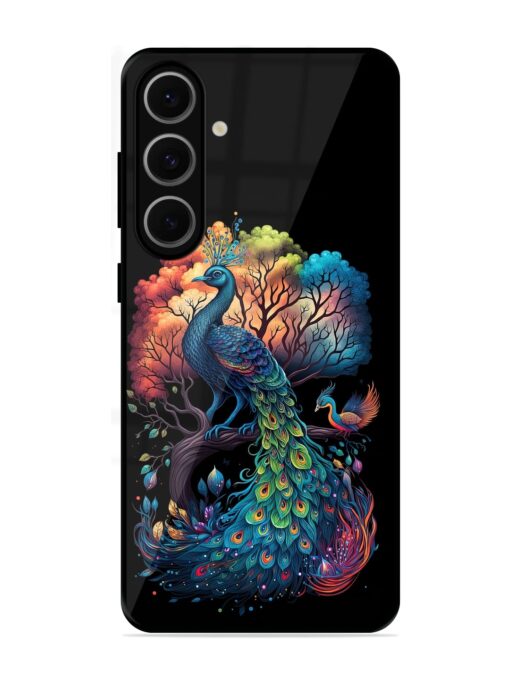 Peacock Tree Art Glossy Metal Phone Cover for Samsung Galaxy S24 Fe (5G)