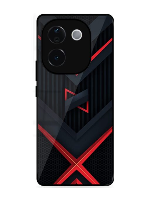 Red Gray Abstract Glossy Metal Phone Cover for Vivo T3 Pro (5G)