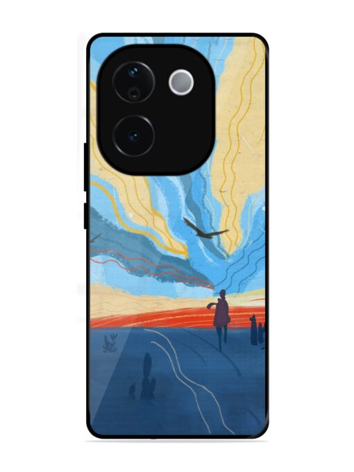 Minimal Abstract Landscape Glossy Metal Phone Cover for Vivo T3 Pro (5G)