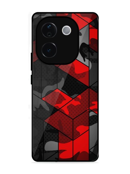 Royal Red Camouflage Pattern Glossy Metal Phone Cover for Vivo T3 Pro (5G)