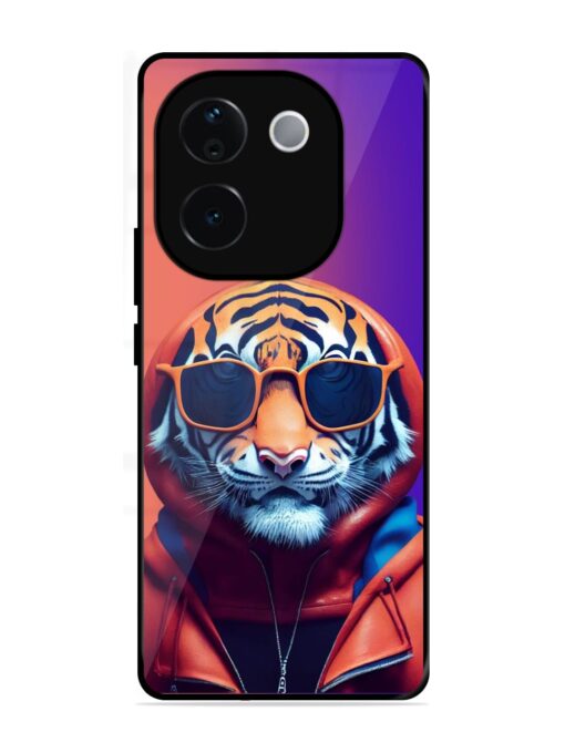 Tiger Animation Glossy Metal Phone Cover for Vivo T3 Pro (5G)