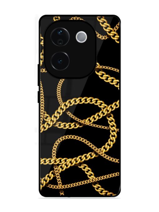 Decorative Golde Chain Glossy Metal Phone Cover for Vivo T3 Pro (5G)