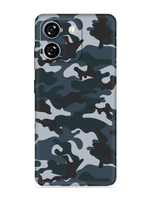 Dark Blue Army Military Art Embossed Soft Silicone Case for Lava Yuva Star