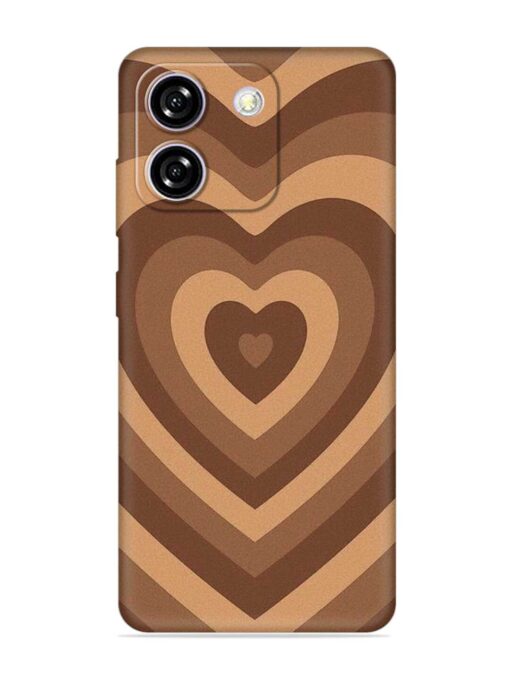 Brown Heart Embossed Soft Silicone Case for Lava Yuva Star