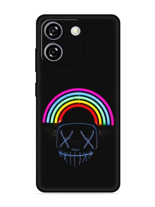 Mask Rainbow Embossed Soft Silicone Case for Lava Yuva Star