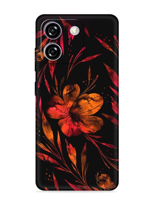 Red Flower Painting Embossed Soft Silicone Case for Lava Yuva Star