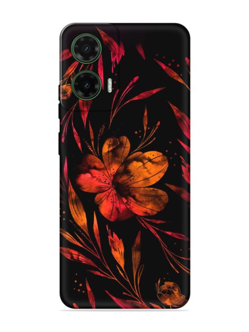 Red Flower Painting Embossed Soft Silicone Case for Motorola Moto G35 (5G)