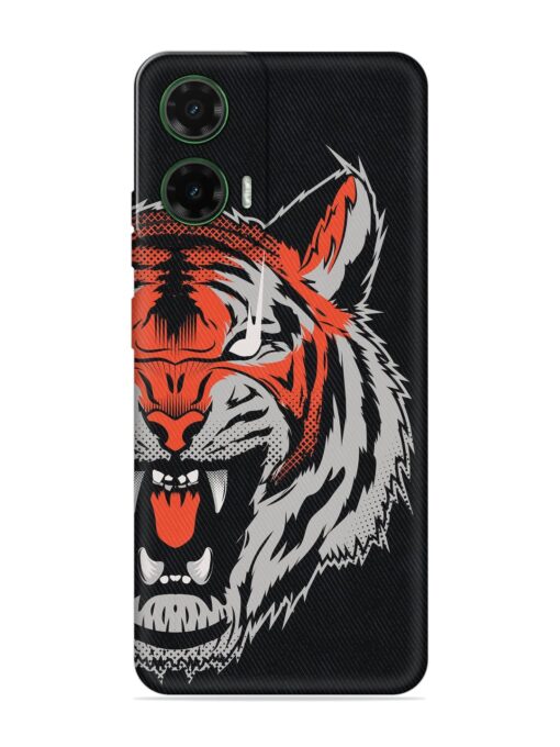 Tiger Aggression Embossed Soft Silicone Case for Motorola Moto G35 (5G)