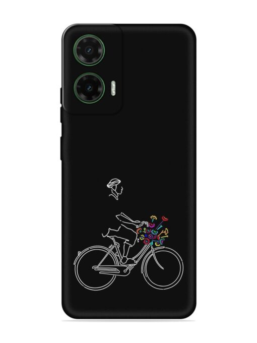 Minimalist Cycle Art Embossed Soft Silicone Case for Motorola Moto G35 (5G)