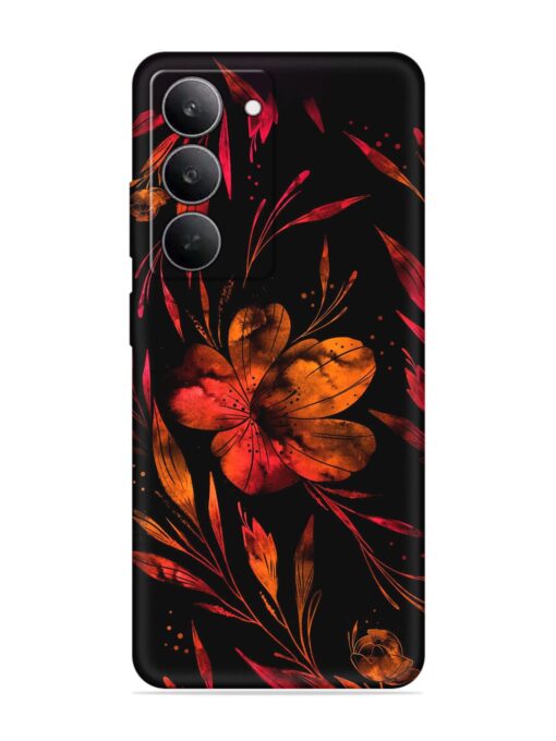 Red Flower Painting Embossed Soft Silicone Case for Realme 14X (5G)