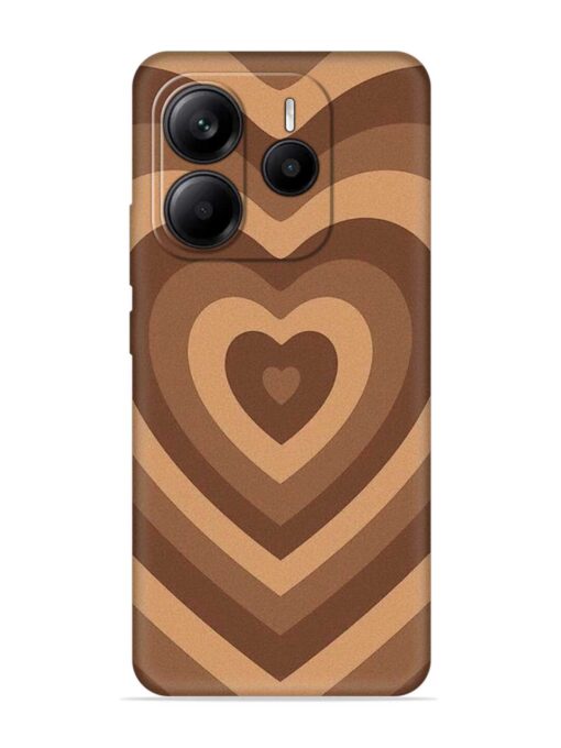 Brown Heart Embossed Soft Silicone Case for Xiaomi Redmi Note 14 (5G)